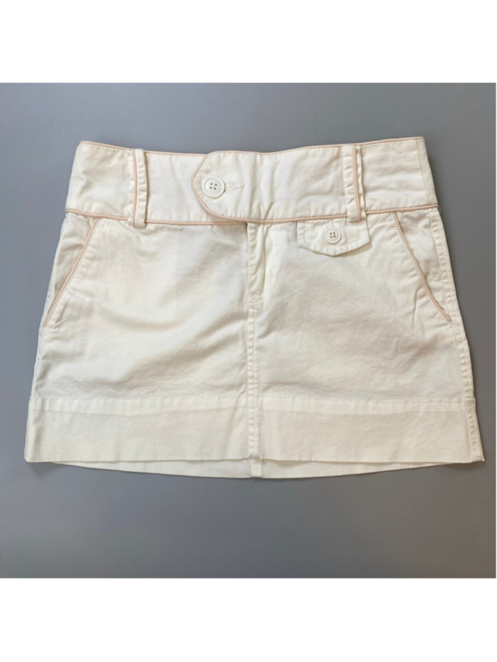 American Eagle Y2K Mini Skirt 0 Off White Peach Contrast Coquette Preppy McBling